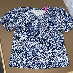 Lilly Pulitzer Rhett Knit Top Resort White Twisted Up Short Sleeve Top Small